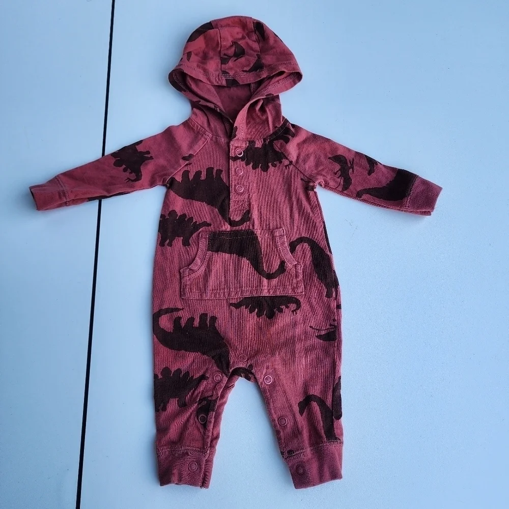 Lot of 3 Carter's Cat Jack NewBorn Baby Long Sleeve Sleepers Footless Red NB